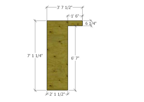 Dimensions: interior sheathing for entrance wall
