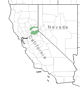 A county-level map of California and Nevada, with two California counties highlighted green.