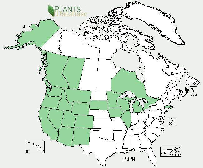 A map of U.S. states and Canadian provinces, with many western states and provinces highlighted green and several northern midwest states and provinces highlighted green.