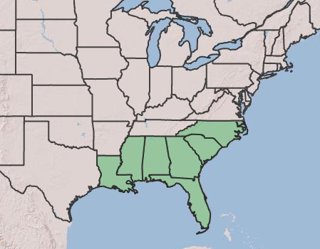 Map of the eastern United States showing the distribution of southern redcedar in the southeastern states.